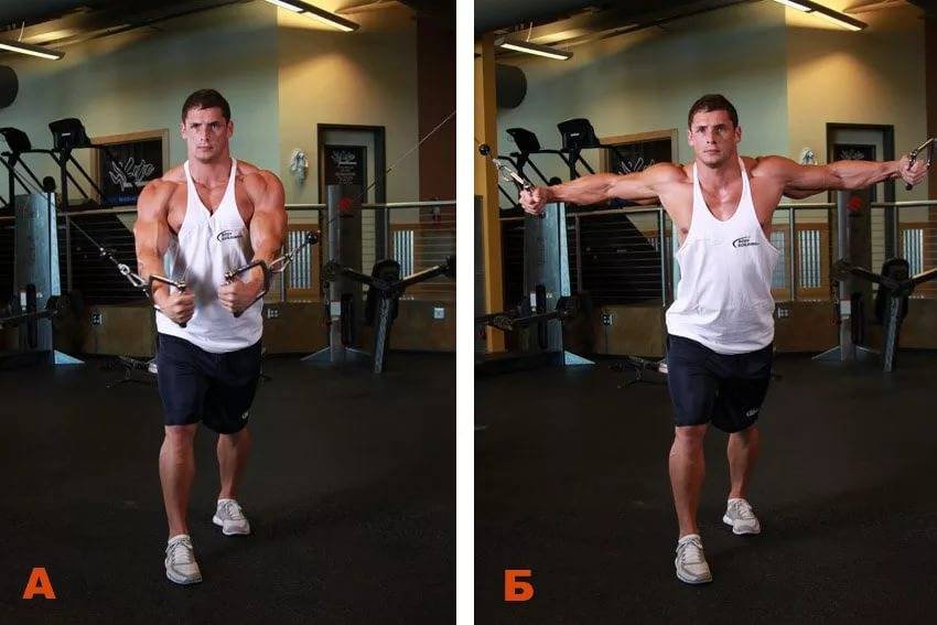 Сведение рук в кроссовере стоя