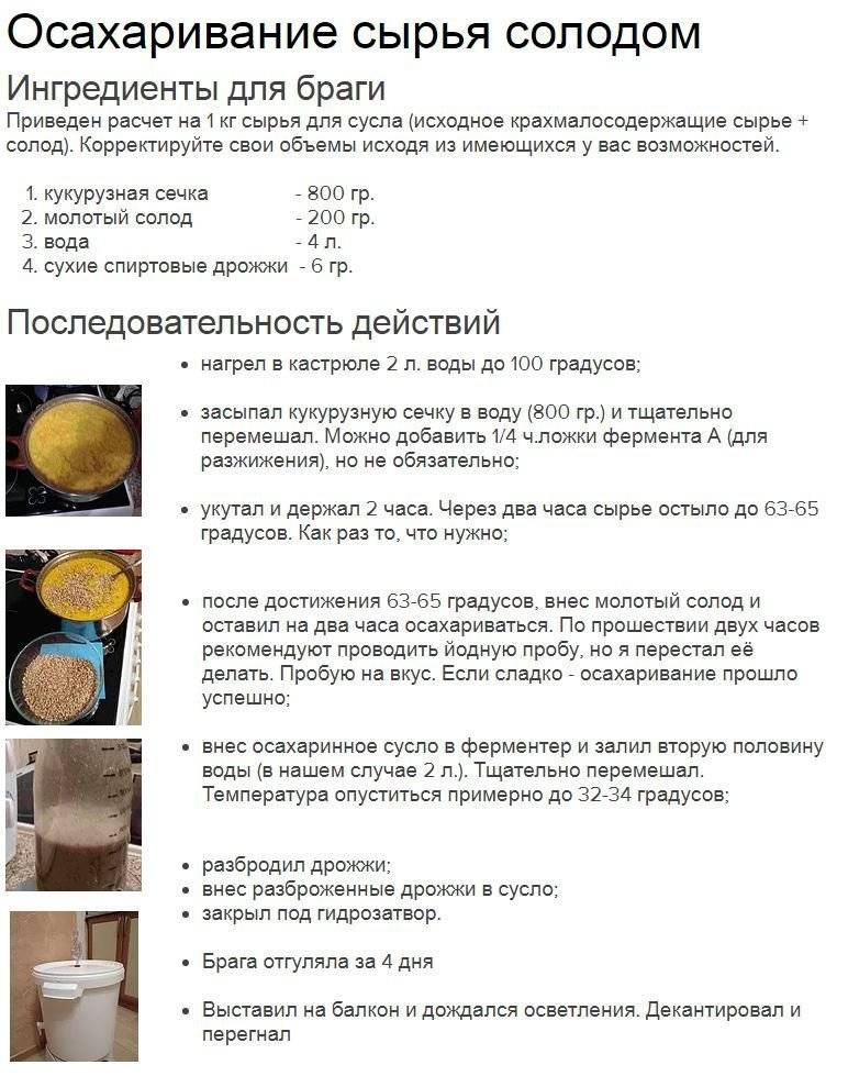 Самогон из крупы: рецепт с горячим осахариванием и ферментами