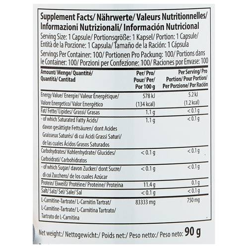 L-carnitine 750 мг 100 капс (maxler)