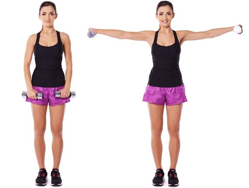 Махи гантелями в стороны стоя: техника выполнения, фото примеры
