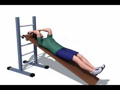 Подъем ног лежа на наклонной скамье. реактивно качаем мышцы пресса