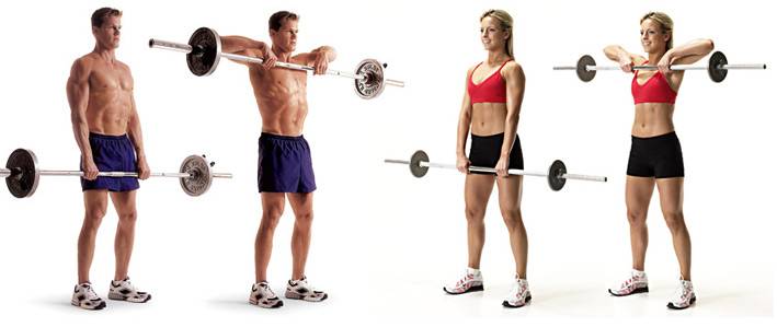 Тяга штанги к подбородку стоя