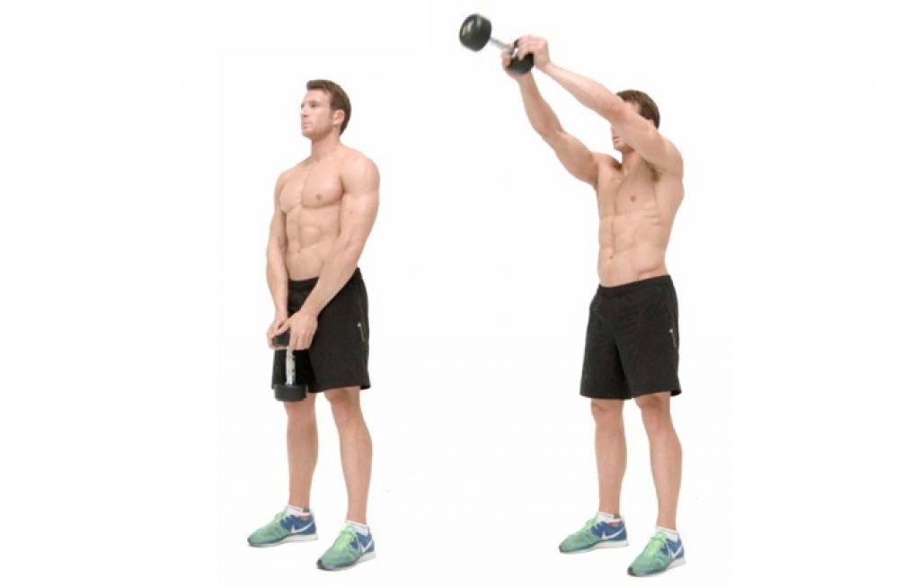 Тяга гантелей к подбородку