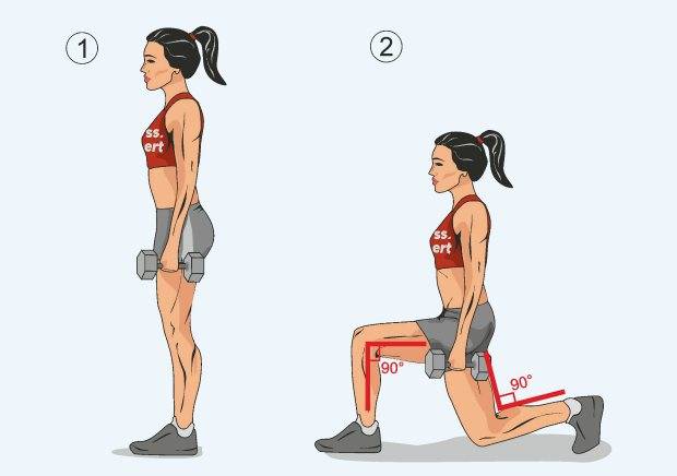 Выпады со штангой на плечах