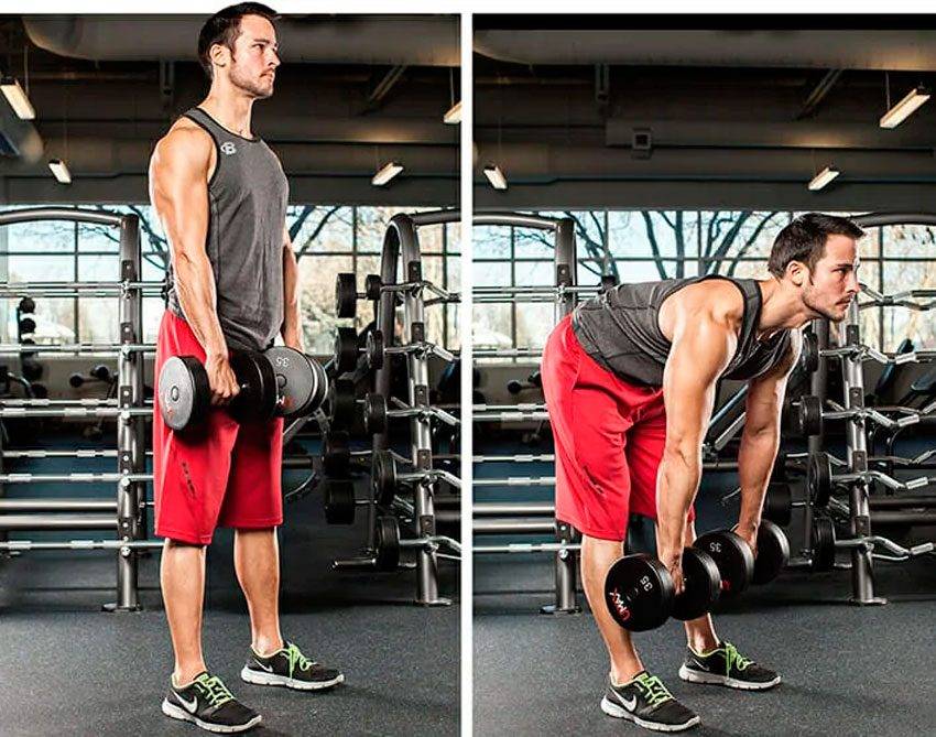 Становая тяга с гантелями