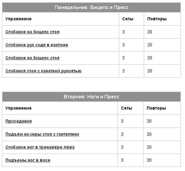 План тренировок с гантелями