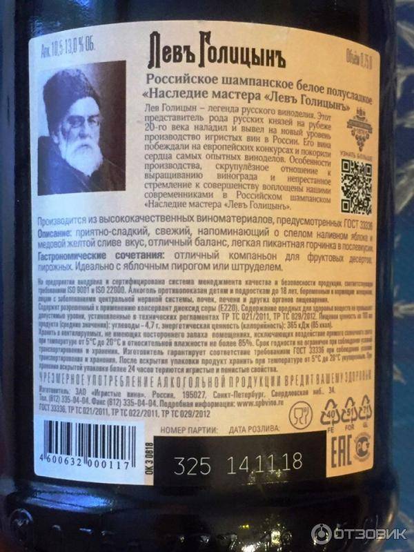 Шампанское срок. Лев Голицын шампанское градусы. Срок годности шампанского Лев Голицын. Лев Голицын шампанское Просекко.